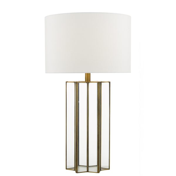 Osuna Table Lamp Natural Brass Glass With Shade