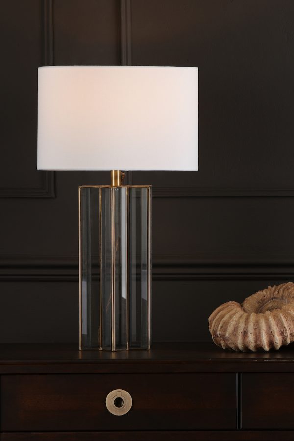 Osuna Table Lamp Natural Brass Glass With Shade - Image 5