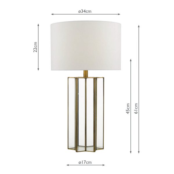 Osuna Table Lamp Natural Brass Glass With Shade - Image 8