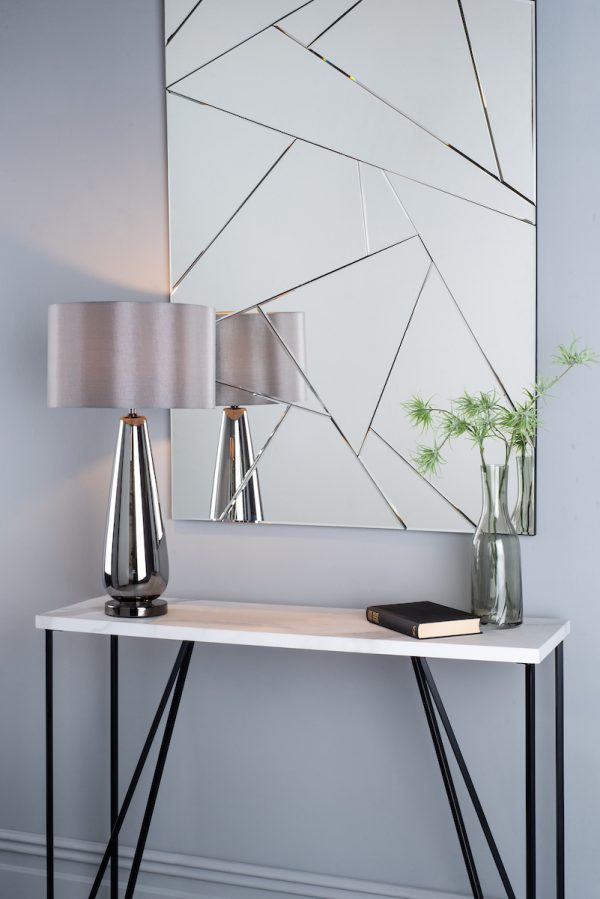 Pablo Table Lamp Black Chrome Smoked Glass With Shade - Image 4