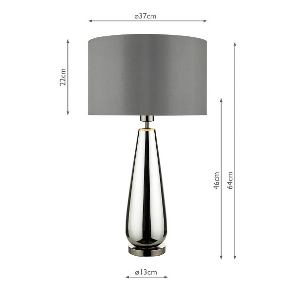 Pablo Table Lamp Black Chrome Smoked Glass With Shade - Image 5