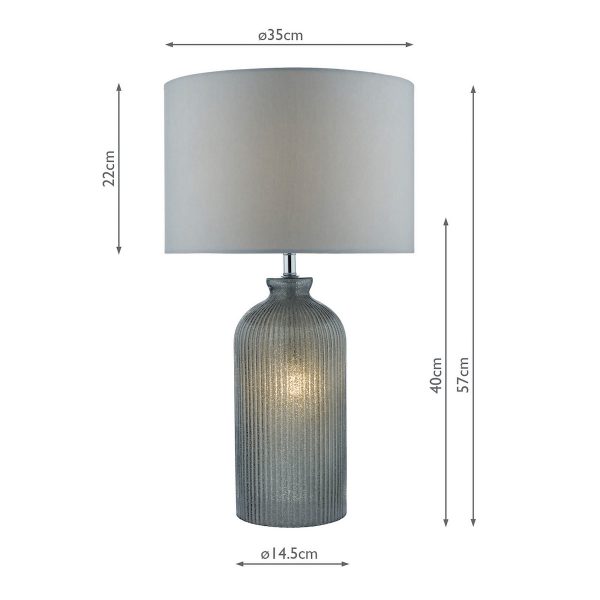 Pamplona Dual Light Table Lamp Grey Glass With Shade - Image 5