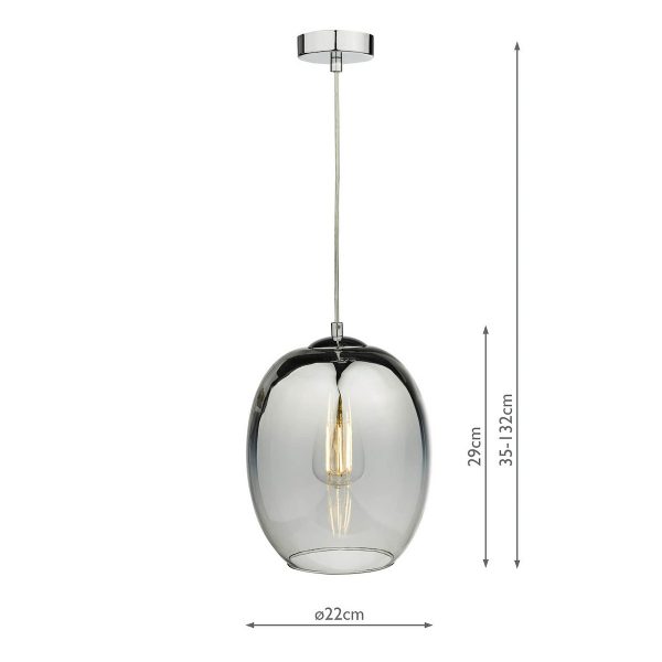 Patrice 1 Light Pendant Silver Glass - Image 3