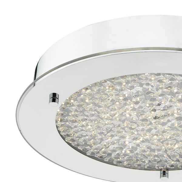 Peta Small Bathroom Flush Polished Chrome Crystal Light LED IP44 - Image 2