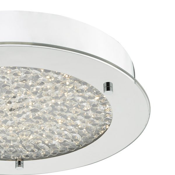 Peta Small Bathroom Flush Polished Chrome Crystal Light LED IP44 - Image 3