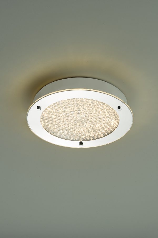 Peta Small Bathroom Flush Polished Chrome Crystal Light LED IP44 - Image 4