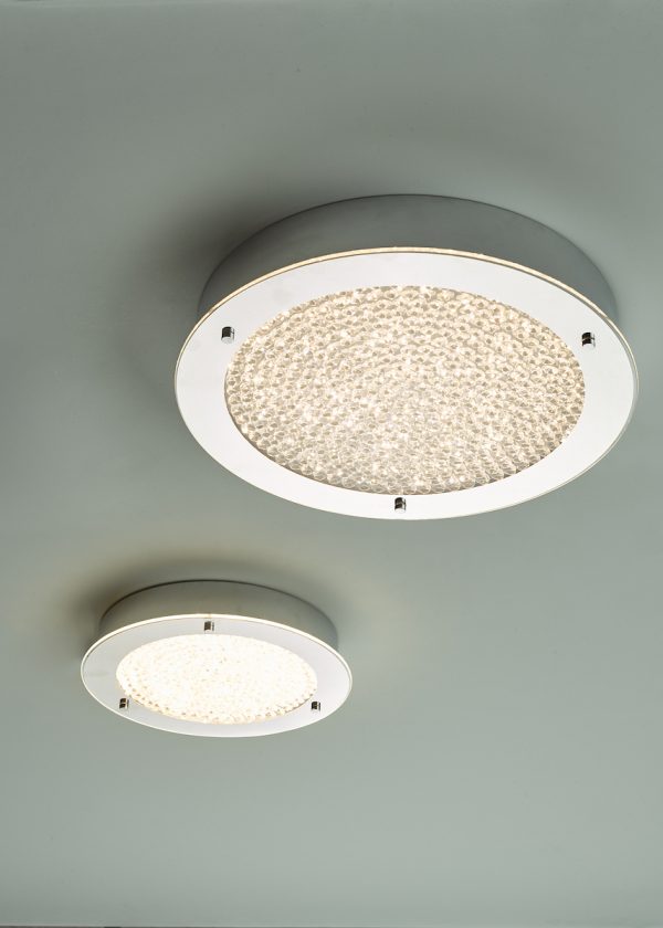 Peta Small Bathroom Flush Polished Chrome Crystal Light LED IP44 - Image 5