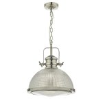 Peyton 1 Light Pendant Satin Nickel And Textured Glass