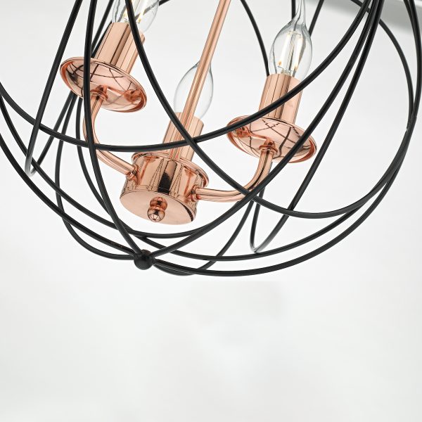 Phoenix 3 Light Pendant Black & Copper - Image 2