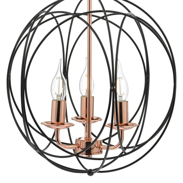 Phoenix 3 Light Pendant Black & Copper - Image 3