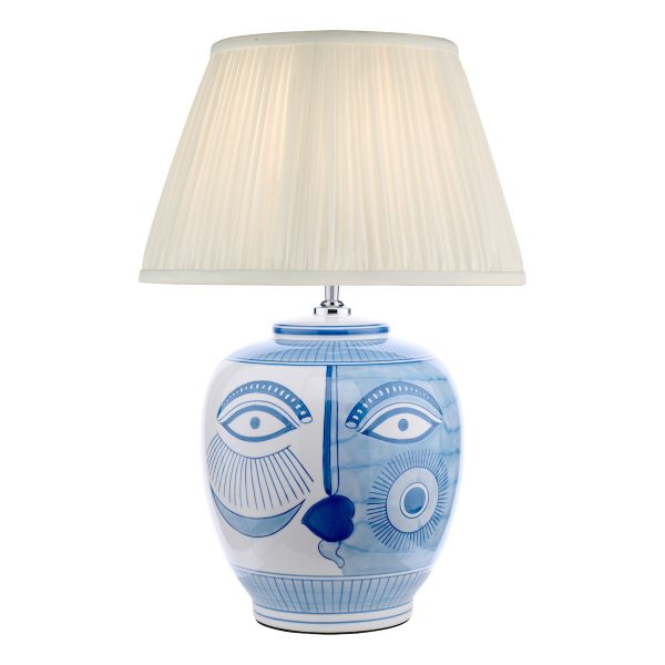 Picasso Small Ceramic Table Lamp Blue & White Face Print Base Only - Image 2
