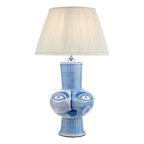 Picasso Large Ceramic Table Lamp Blue & White Face Print Base Only - Image 2