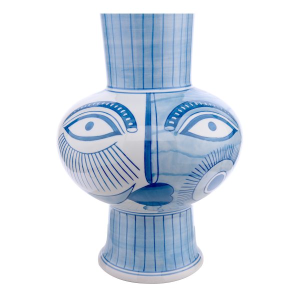 Picasso Large Ceramic Table Lamp Blue & White Face Print Base Only - Image 3