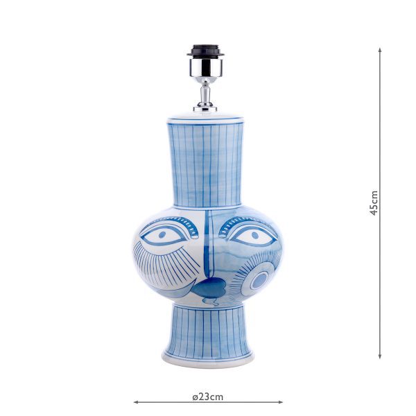 Picasso Large Ceramic Table Lamp Blue & White Face Print Base Only - Image 8