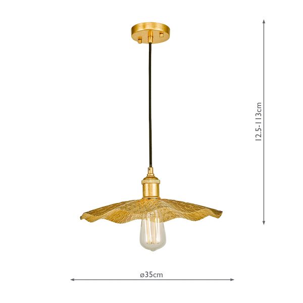 Piper 1 Light Single Pendant Gold Leaf - Image 8