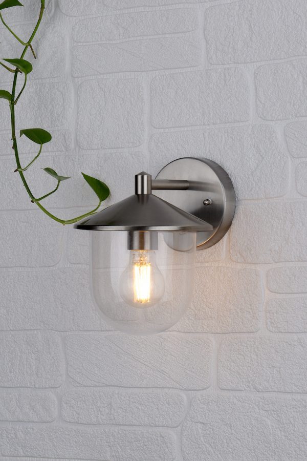 Poole Outdoor Wall Light Stainless Steel Glass IP44 - Image 4