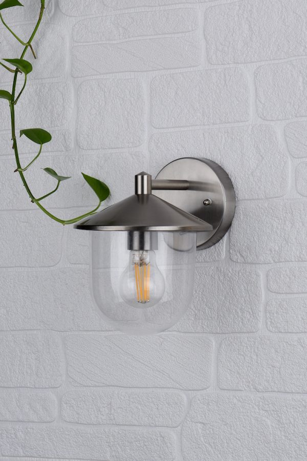 Poole Outdoor Wall Light Stainless Steel Glass IP44 - Image 5