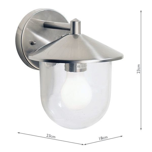 Poole Outdoor Wall Light Stainless Steel Glass IP44 - Image 6