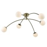 Puglia 6 Light Semi Flush Antique Brass Opal Glass