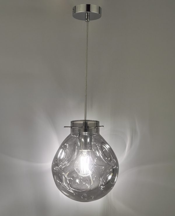 Quinn Pendant Polished Chrome & Smoked Glass - Image 3