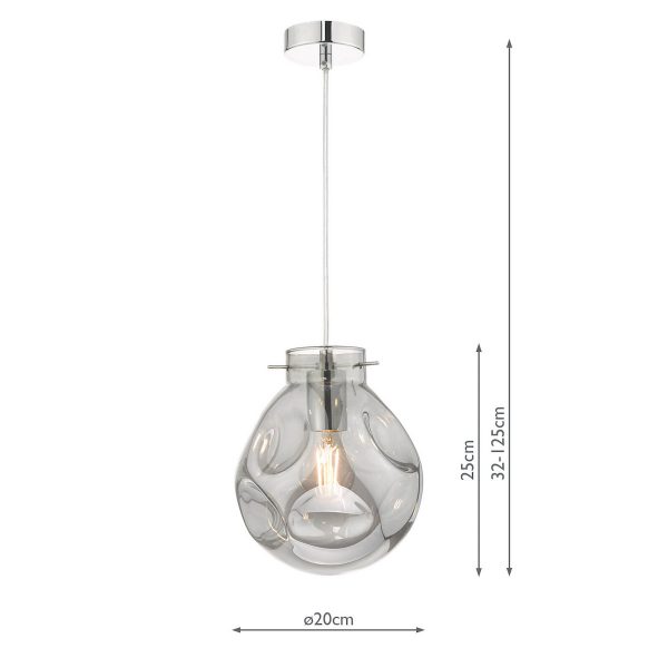 Quinn Pendant Polished Chrome & Smoked Glass - Image 7