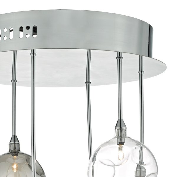 Quinn 6 Light Semi Flush Polished Chrome With Smoked & Clear Glass - Image 2
