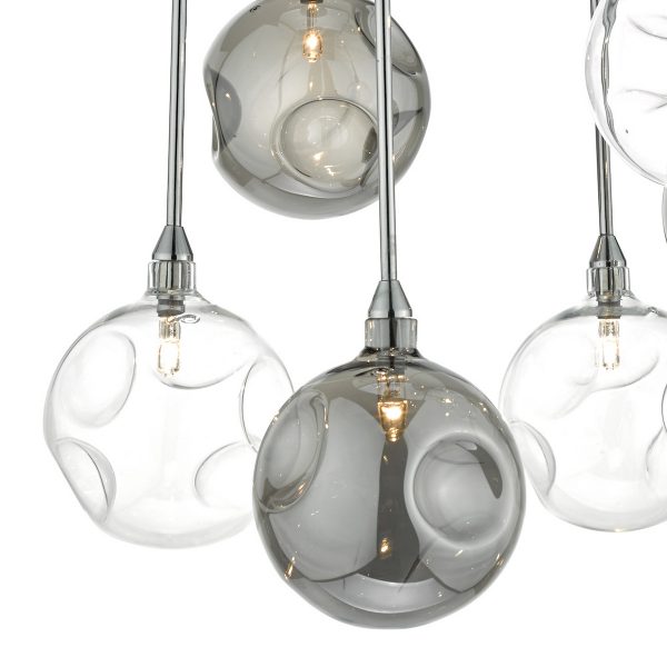Quinn 6 Light Semi Flush Polished Chrome With Smoked & Clear Glass - Image 3