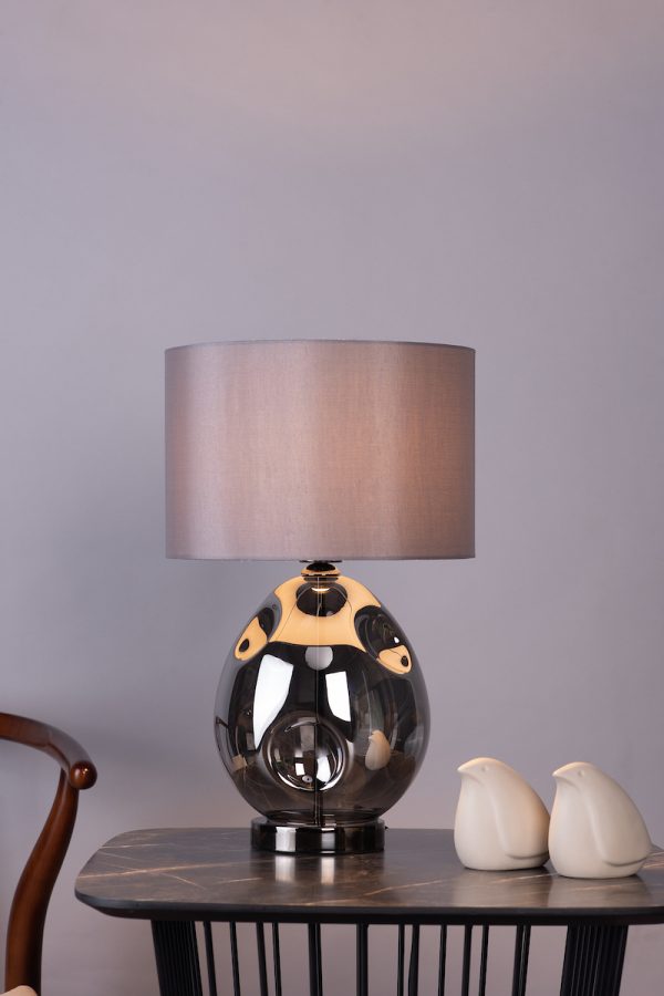 Quinn Table Lamp Smoked Glass With Shade - Image 4