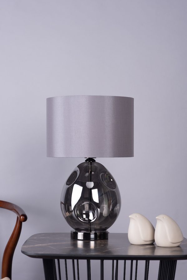 Quinn Table Lamp Smoked Glass With Shade - Image 5