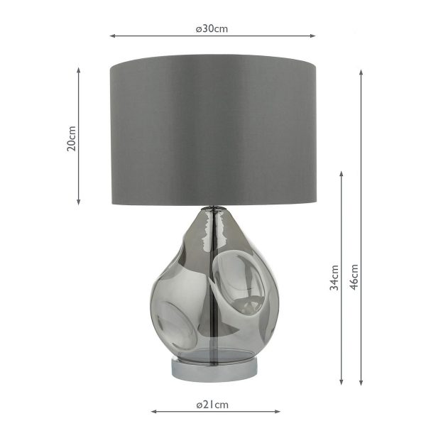 Quinn Table Lamp Smoked Glass With Shade - Image 6