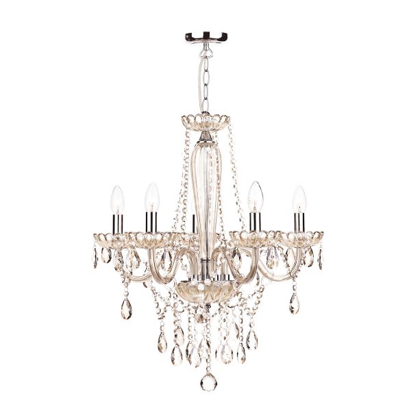 Raphael 5 Light Chandelier Champagne Crystal