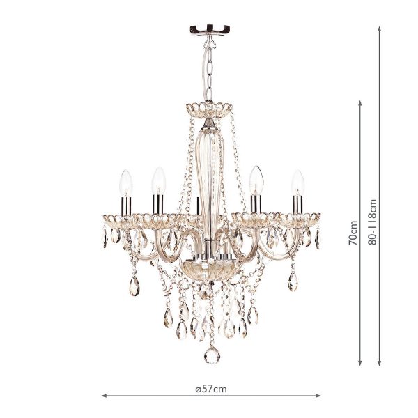 Raphael 5 Light Chandelier Champagne Crystal - Image 5