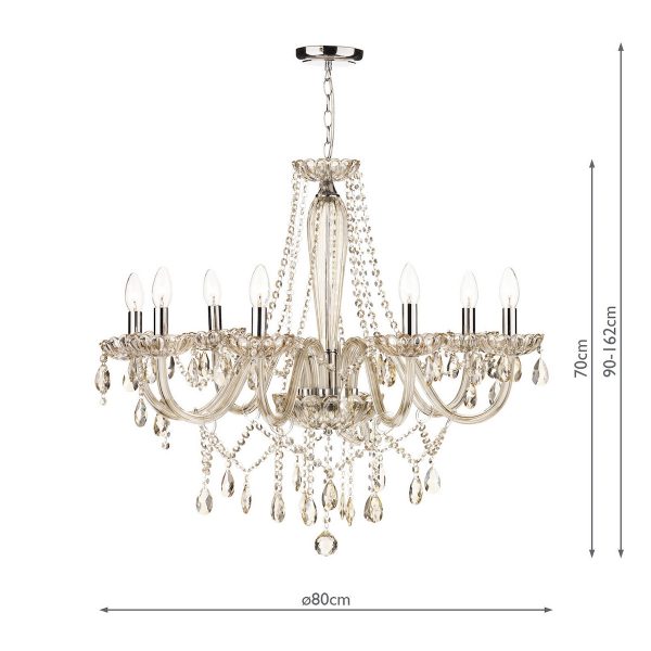 Raphael 8 Light Chandelier Champagne Crystal - Image 7