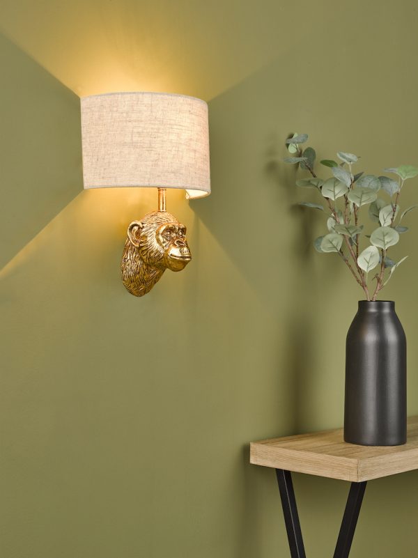 Raul Monkey Wall Light Gold With Shade - Image 6