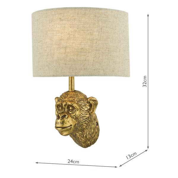 Raul Monkey Wall Light Gold With Shade - Image 9