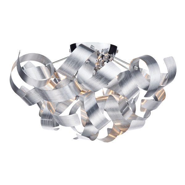 Rawley 4 Light Flush Brushed Aluminium 40cm