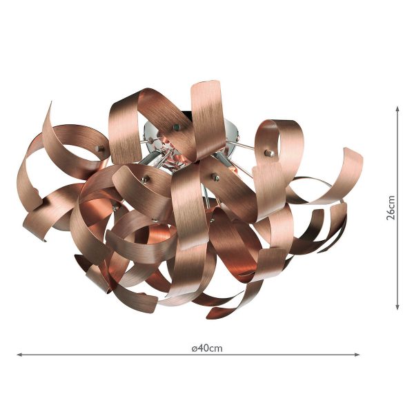 Rawley 4 Light Flush Brushed Copper 40cm - Image 6