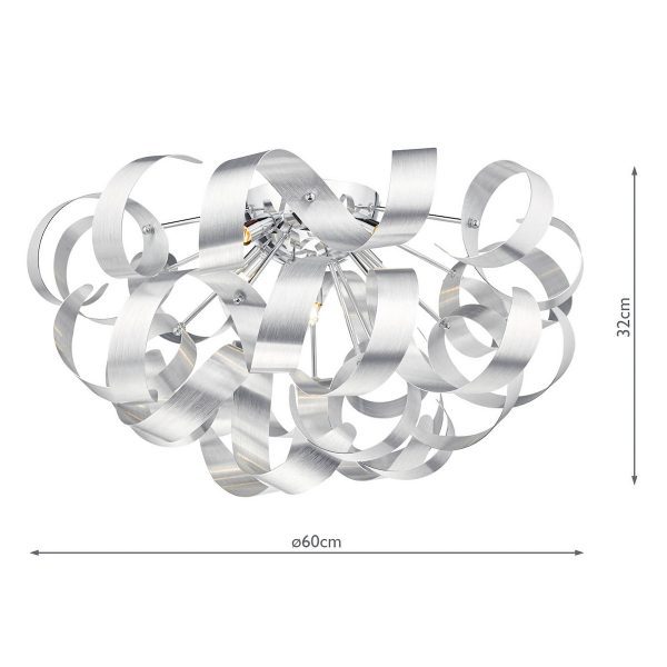 Rawley 5 Light Flush Brushed Aluminium 60cm - Image 6