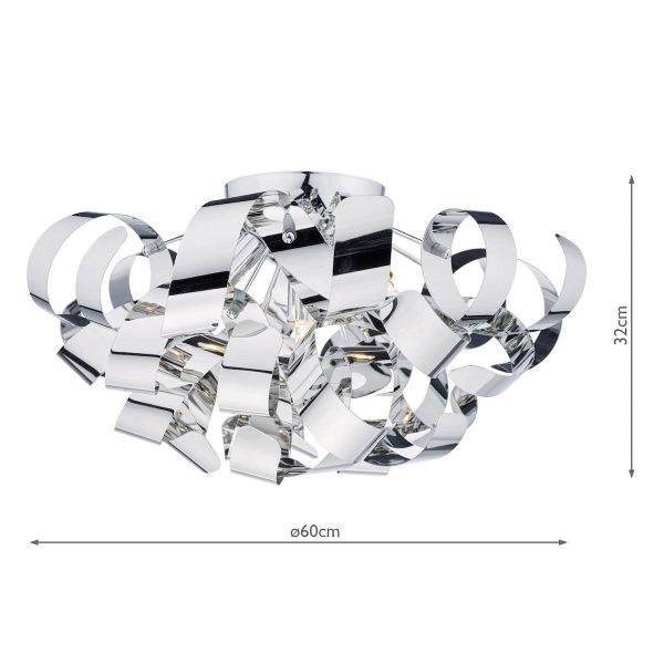 Rawley 5 Light Flush Polished Chrome 60cm - Image 4