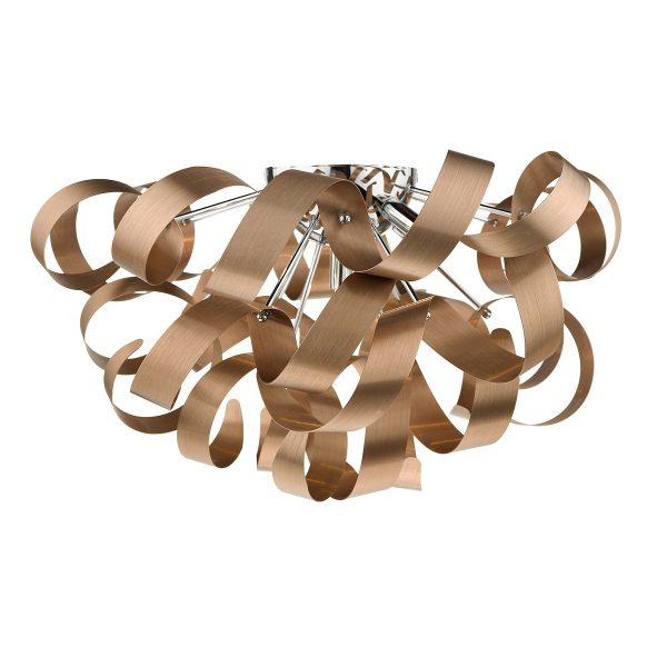 Rawley 5 Light Flush Brushed Copper 60cm