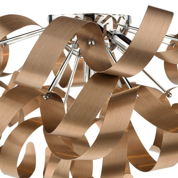 Rawley 5 Light Flush Brushed Copper 60cm - Image 2