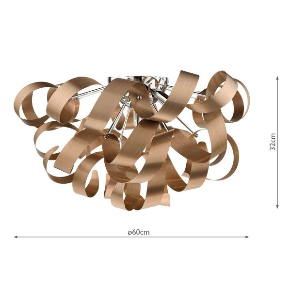 Rawley 5 Light Flush Brushed Copper 60cm - Image 4