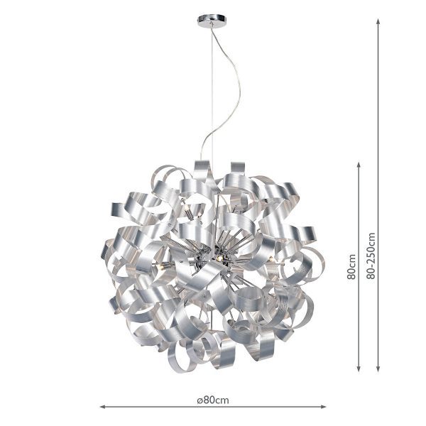 Rawley 12 Light Pendant Brushed Aluminium - Image 6