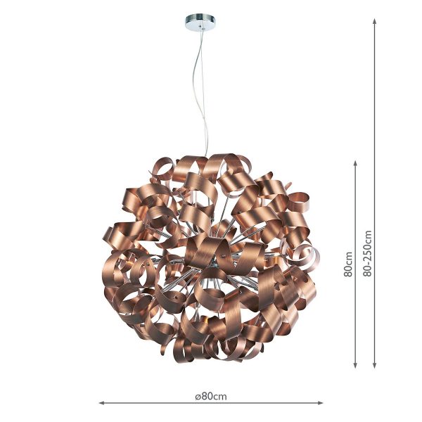 Rawley 12 Light Pendant Brushed Copper - Image 9