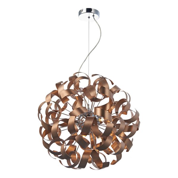 Rawley 9 Light Ribbon Pendant Brushed Copper