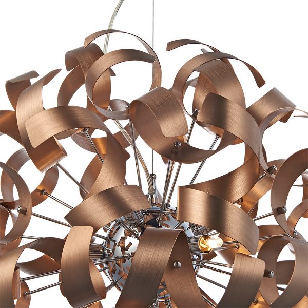 Rawley 9 Light Ribbon Pendant Brushed Copper - Image 3