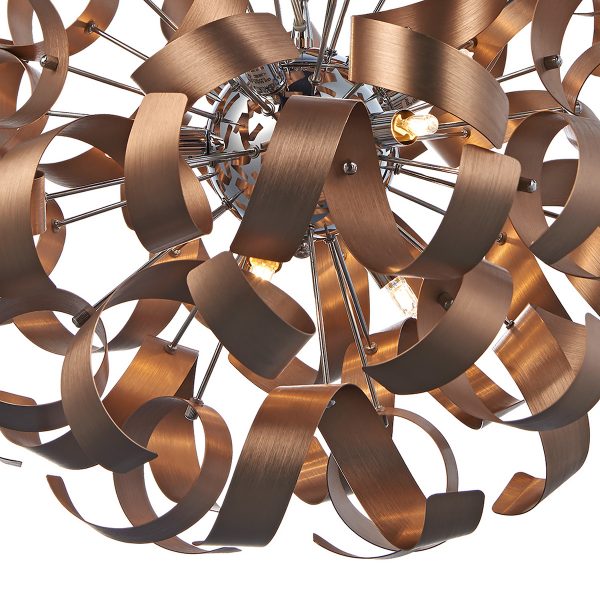 Rawley 9 Light Ribbon Pendant Brushed Copper - Image 4