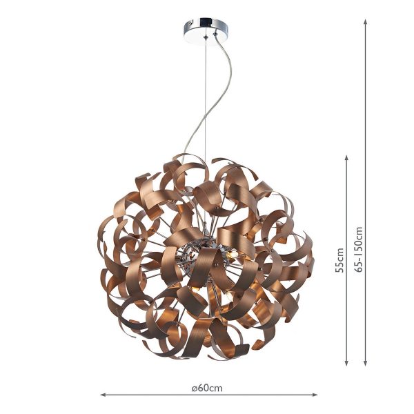Rawley 9 Light Ribbon Pendant Brushed Copper - Image 5