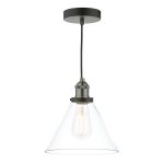 Ray 1 Light Single Pendant Antique Nickel Clear Glass