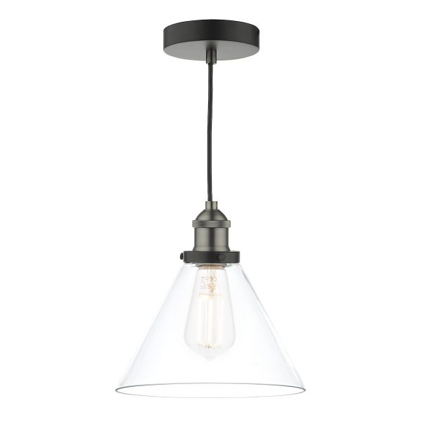 Ray 1 Light Single Pendant Antique Nickel Clear Glass
